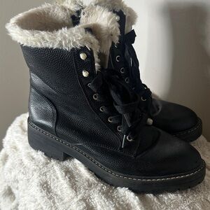 Sugar Black Fur-Lined Combat Boots